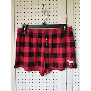 Victoria Secret PINK Shorts Sleep Pajama Red & Black Checkered Size Small